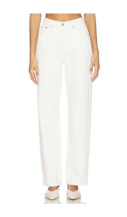 pistola cassie super high rise straight jeans in white.