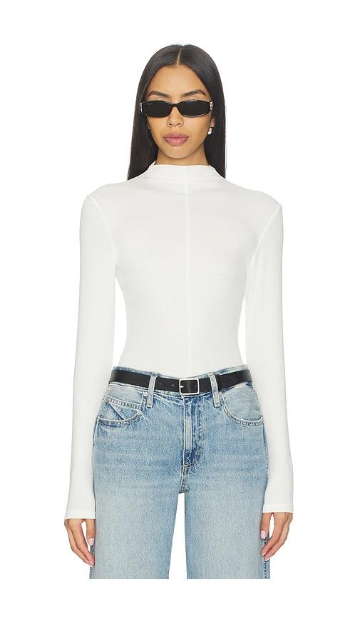 pistola dara long sleeve funnel neck top in white.