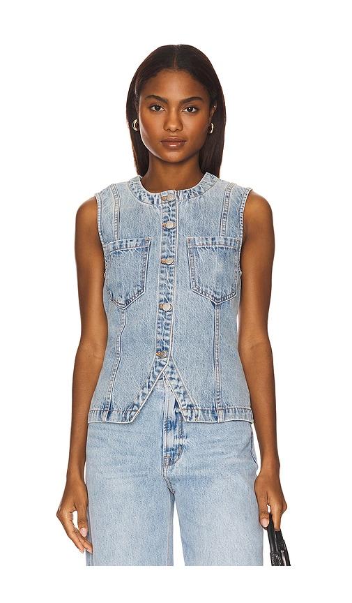 pistola gia fitted collar vest in blue.