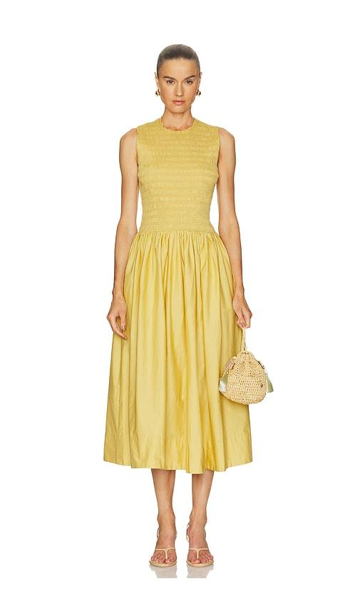 pistola gladys smocked bodice dress in yellow.
