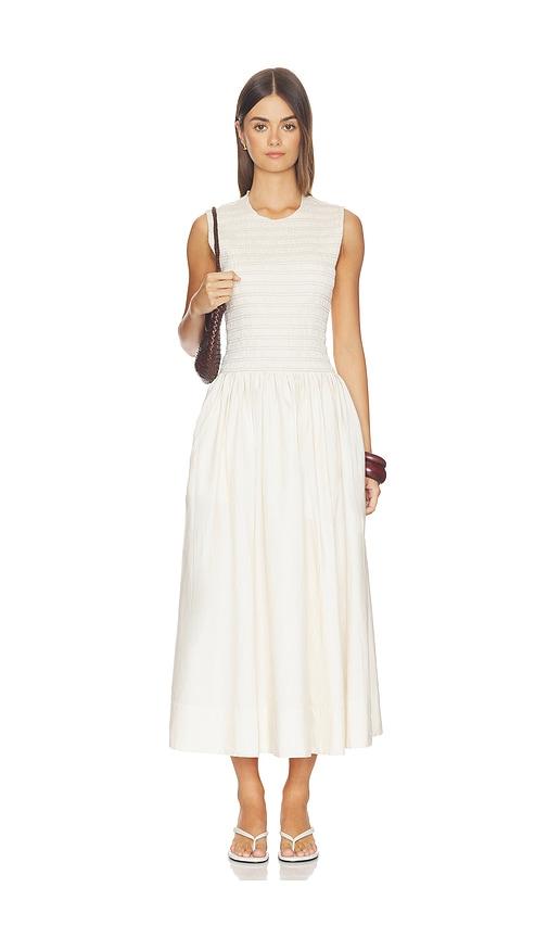 pistola gladys smoked bodice dress in ivory.
