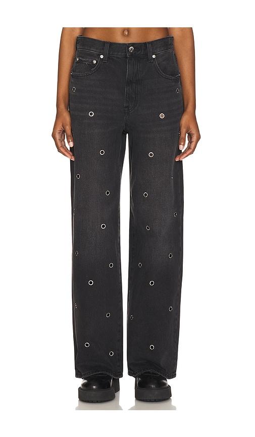 pistola hendrix high rise wide leg jeans in black.