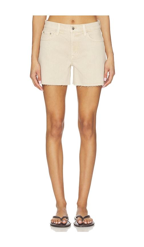 pistola kennedy relaxed mid rise cut off short in tan.
