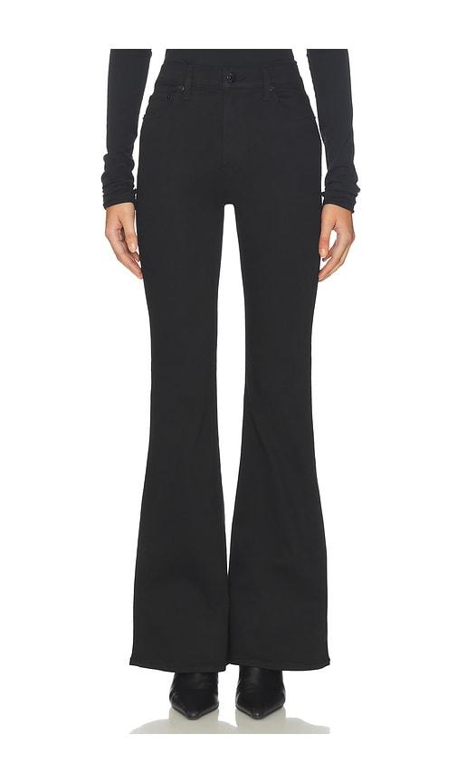 pistola kinsley mid rise ultra flare jeans in black.