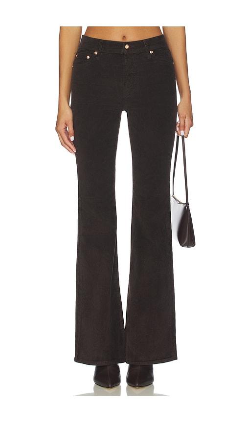 pistola kinsley mid rise ultra flare jeans in brown.