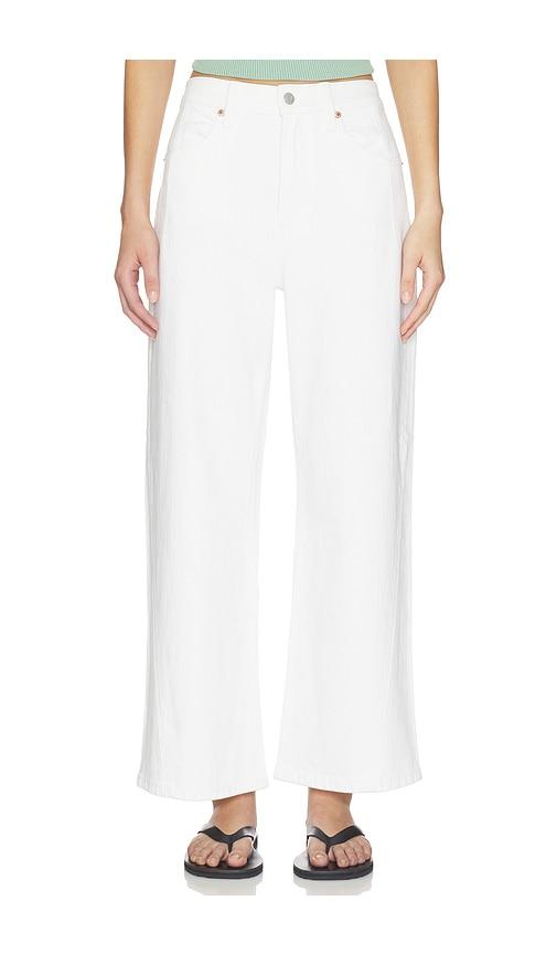 pistola kyra ankle high rise bowed ankle jeans in white.