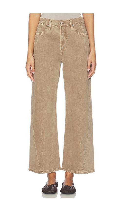 pistola kyra high rise bowed wide jeans in brown.