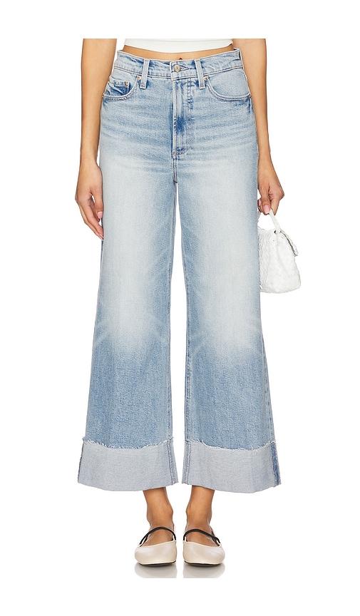 pistola lana crop wide leg jeans in blue.