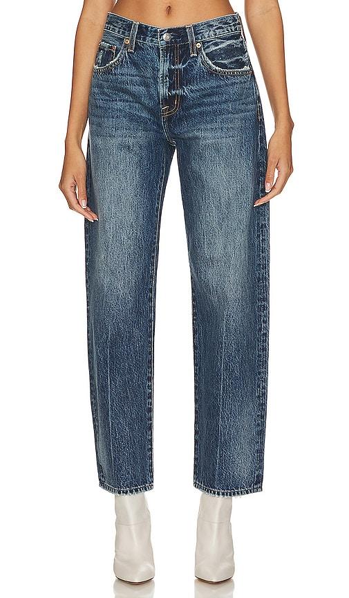 pistola lexi mid rise relaxed straight jeans in denim-dark.