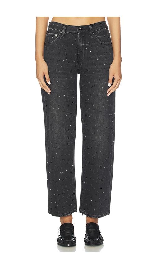 pistola lexi midrise bowed straight jeans in black.