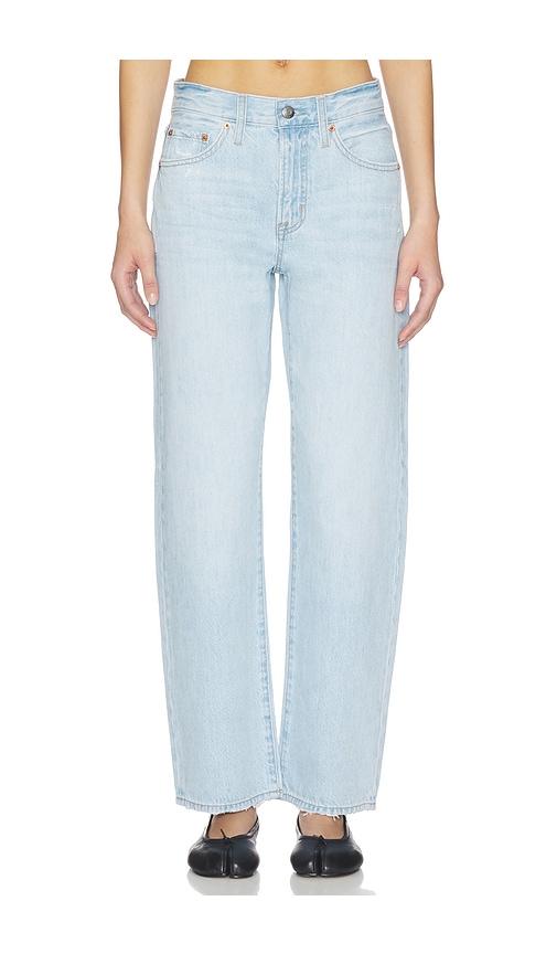pistola lexi super high rise straight jeans in blue.