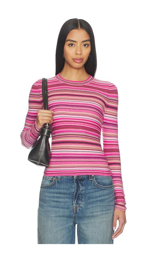pistola madison long sleeve crew neck sweater in pink.