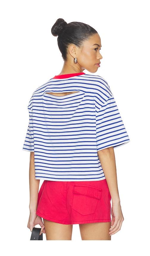 pistola mae cropped tee shirt in blue.