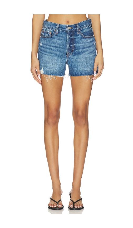 pistola nova high rise cut off short in blue.