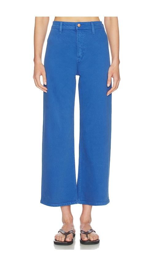 pistola penny crop high rise wide leg jeans in blue.