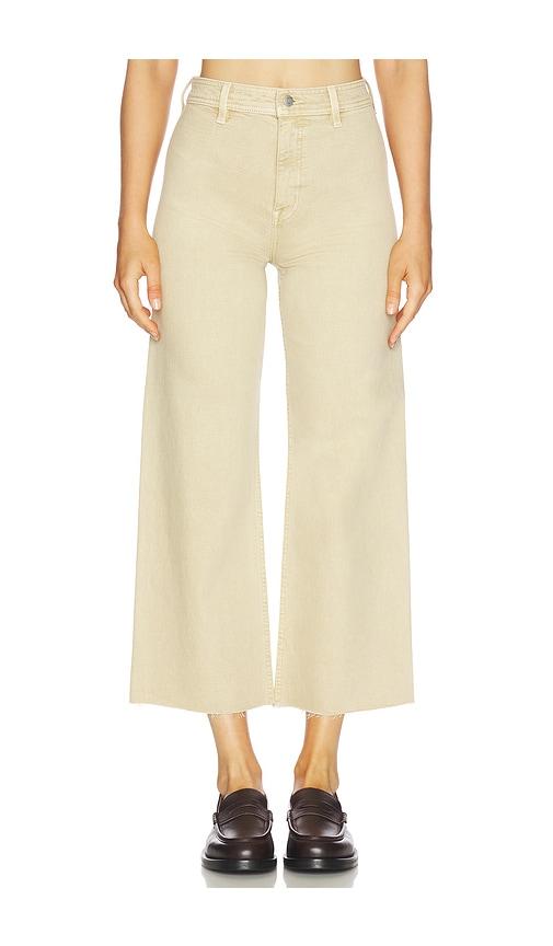 pistola penny crop high rise wide leg jeans in tan.