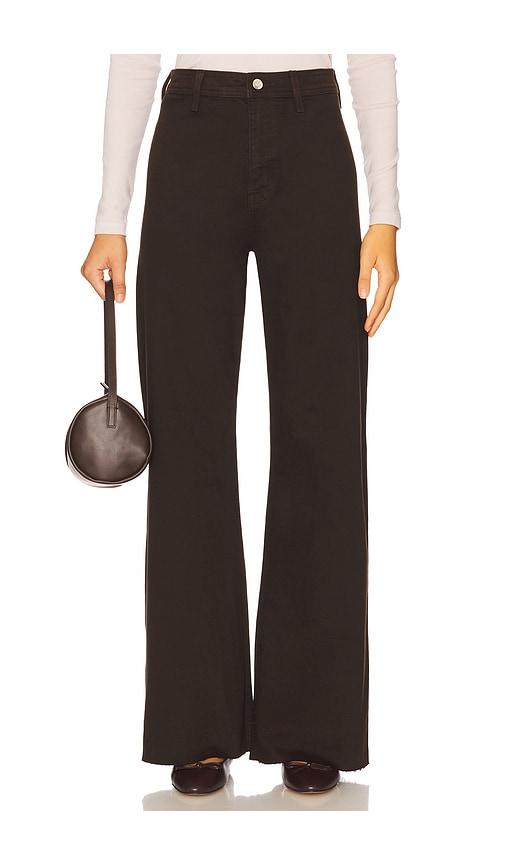 pistola penny high rise wide leg crop jeans in chocolate.