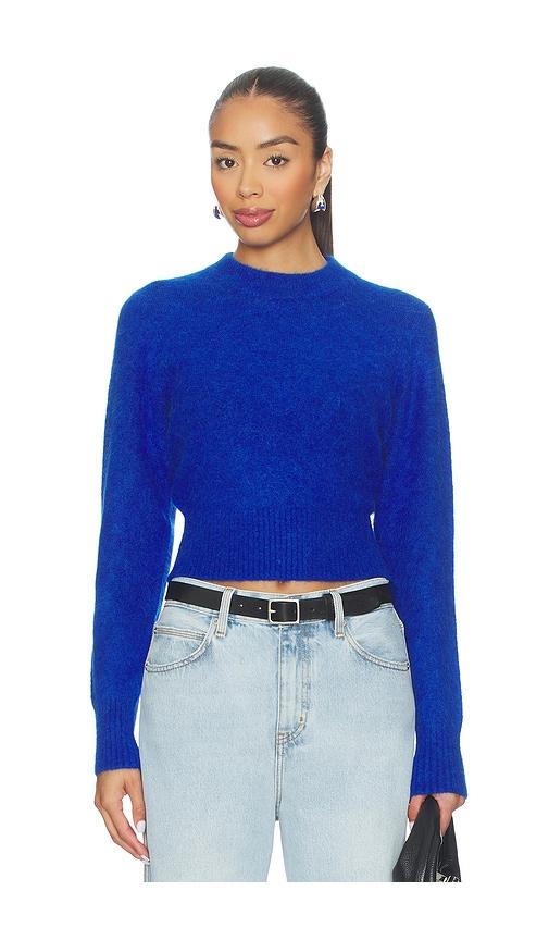 pistola sara shrunken crewneck sweater in blue.