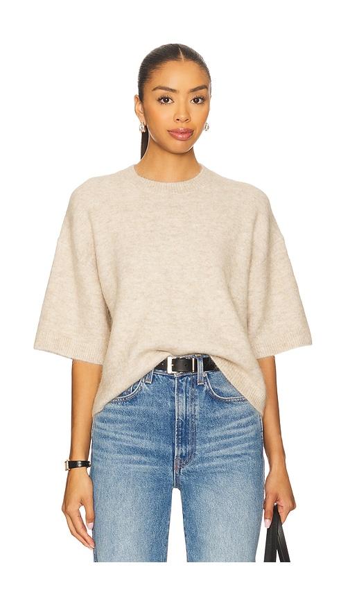 pistola shiloh boxy crewneck sweater in beige.