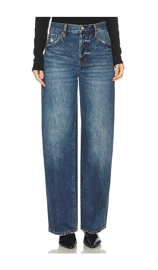 pistola tate high rise bowed wide jeans in blue.