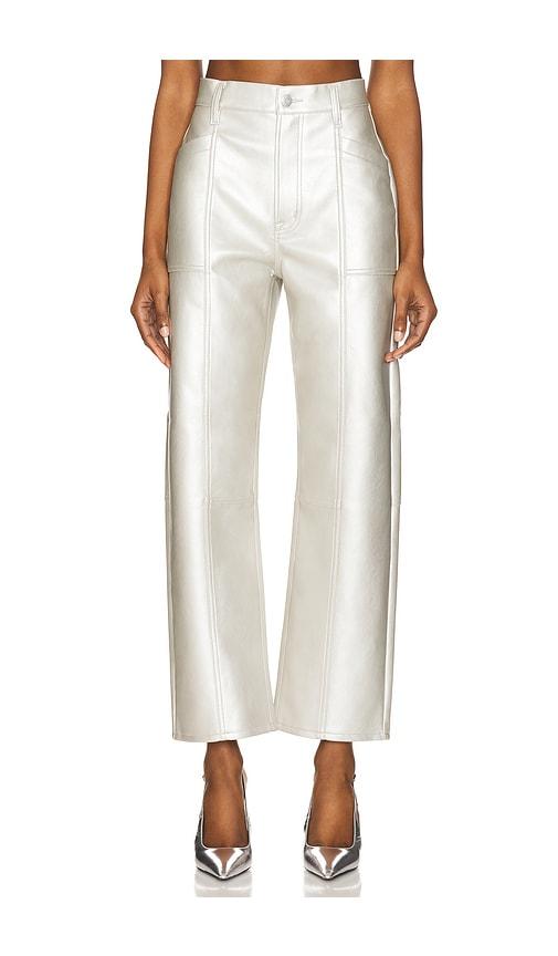pistola taylor high rise tailored jeans in metallic silver.
