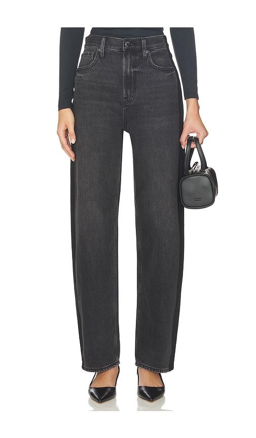 pistola wes high rise barrel jeans in black.