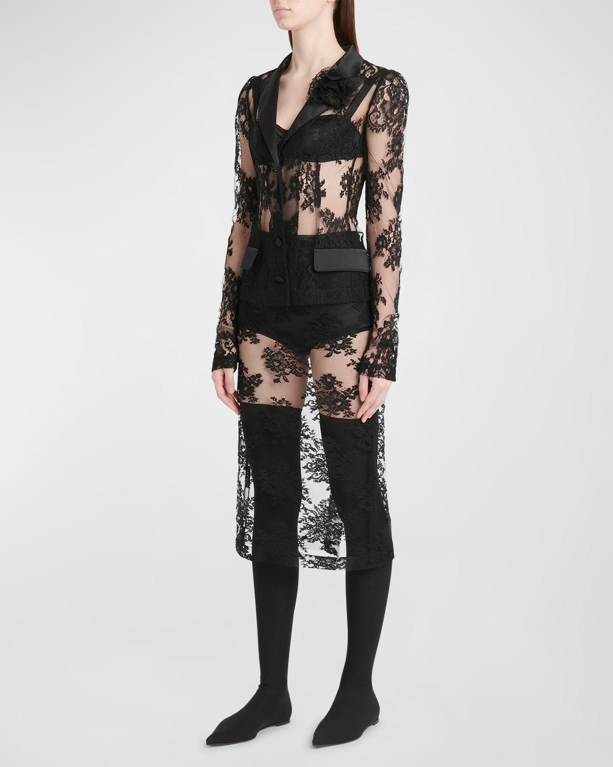 pizzo chantilly lace midi skirt