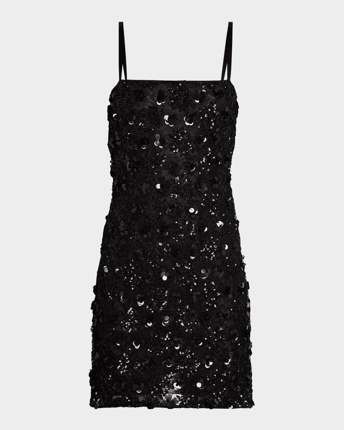 pizzo sequined sleeveless mini dress