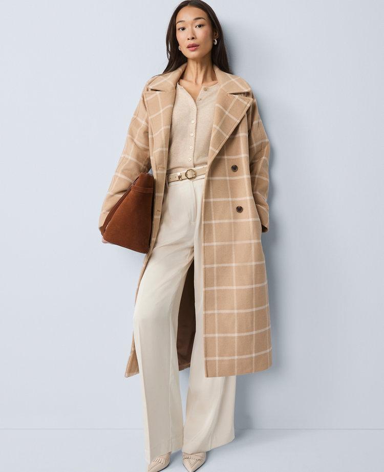 plaid belted coat