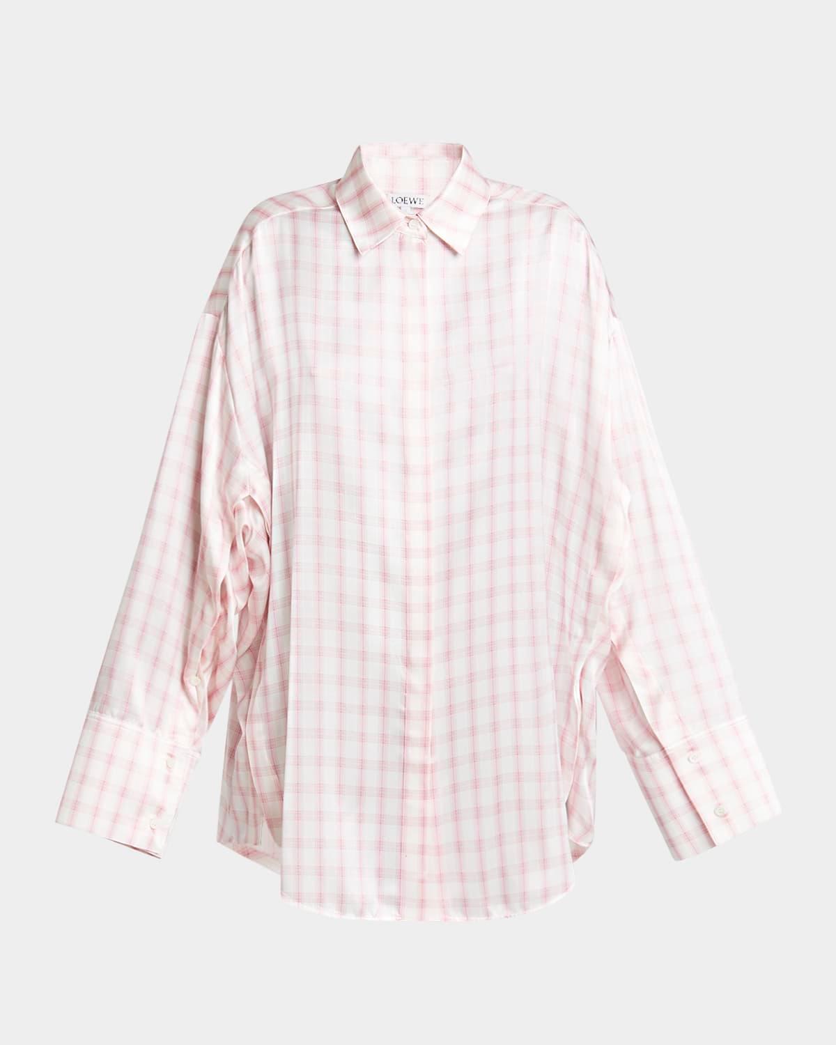 plaid button down oversized blouse