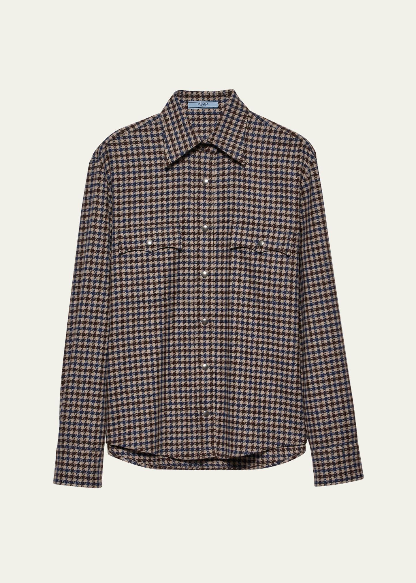 plaid button down wool top