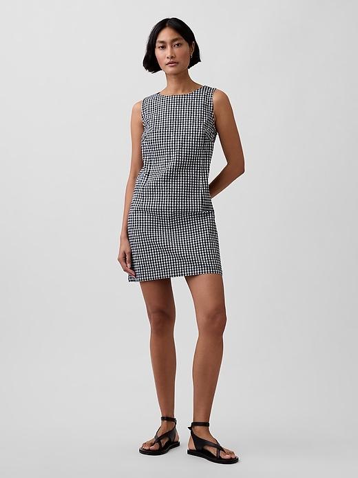 plaid denim mini shift dress