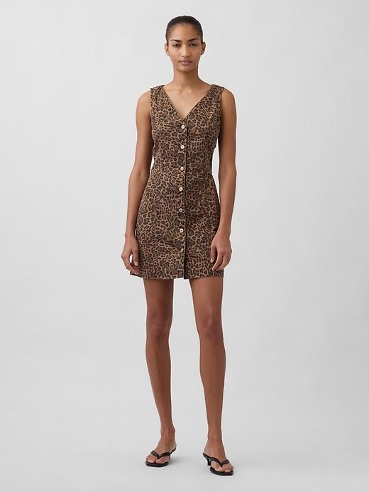 plaid denim v-neck mini dress