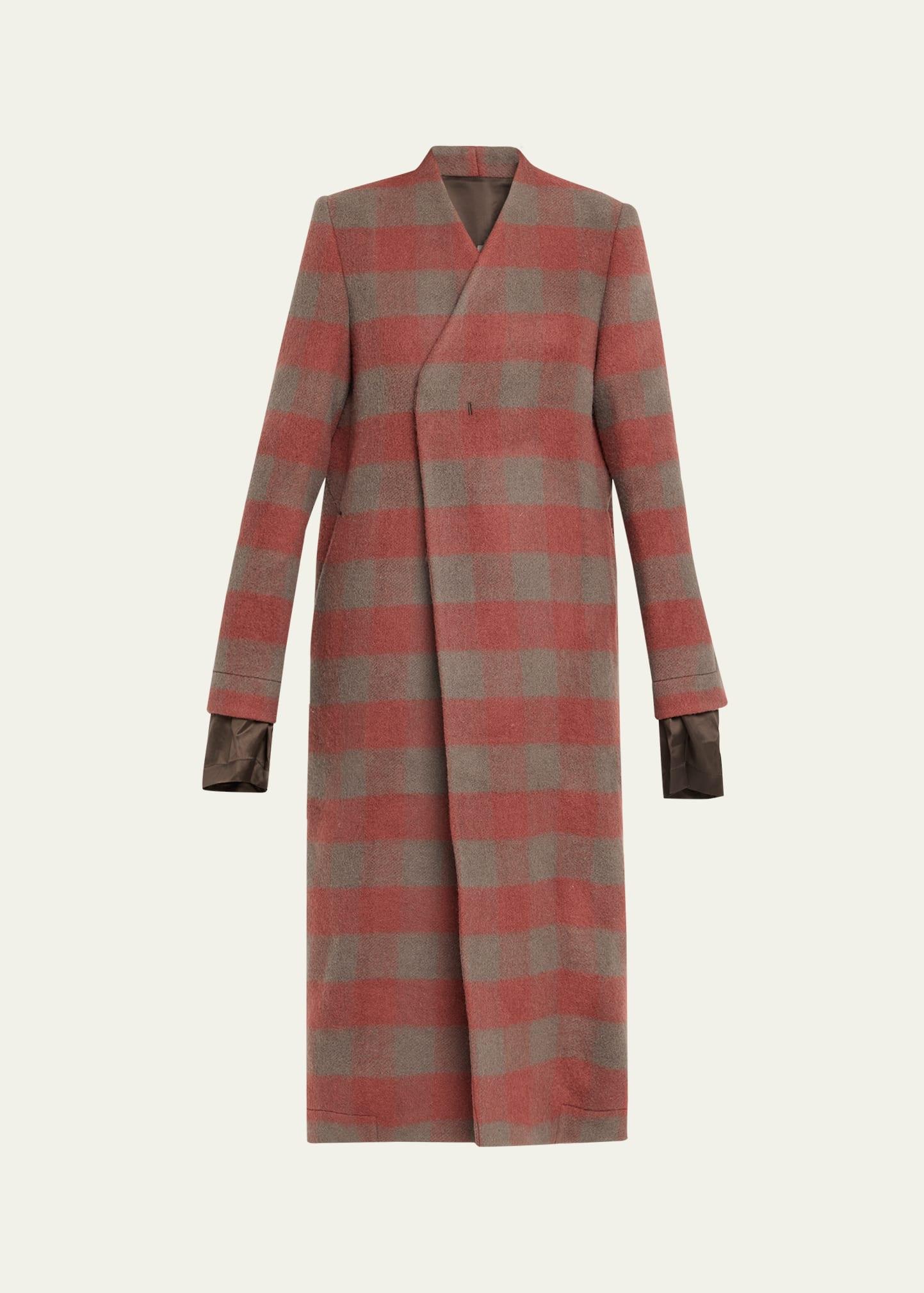 plaid double-breasted outercoat