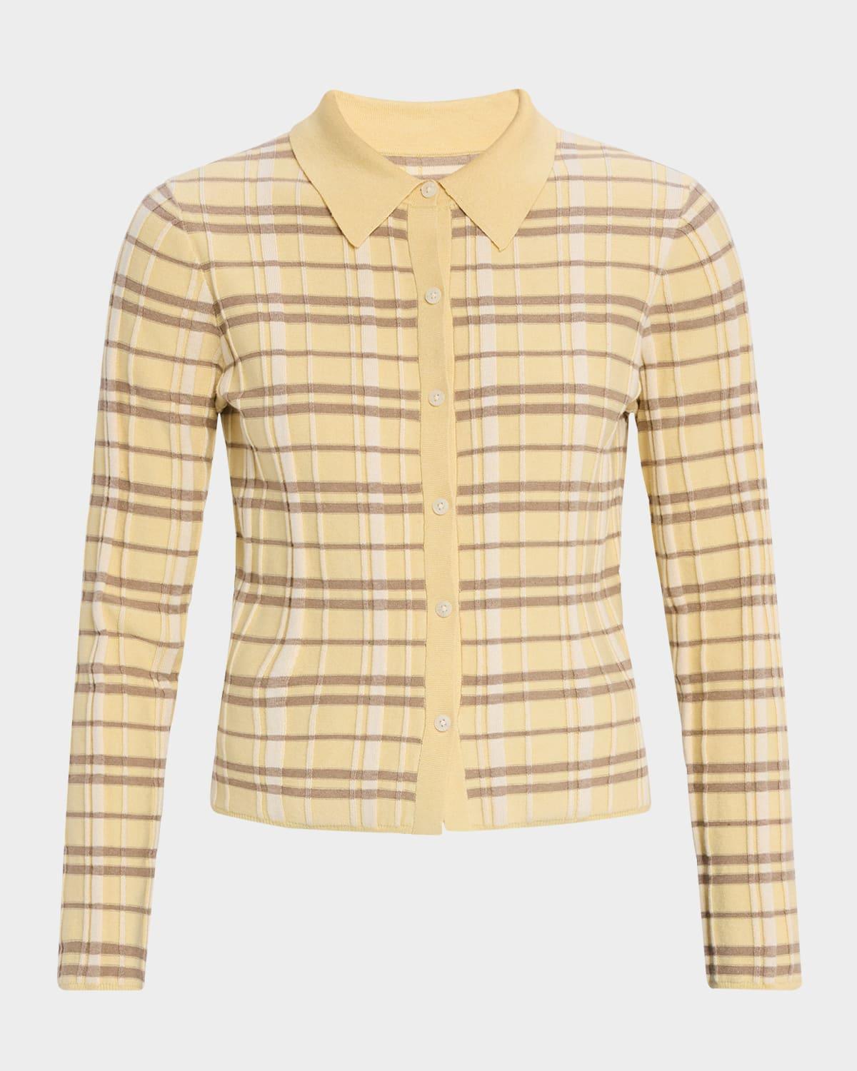 plaid elle button-front shirt