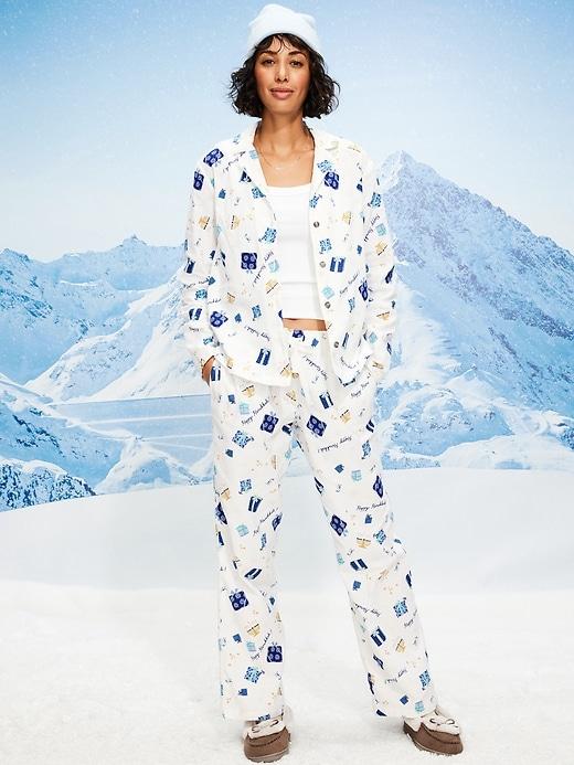 plaid flannel pajama pant set for women