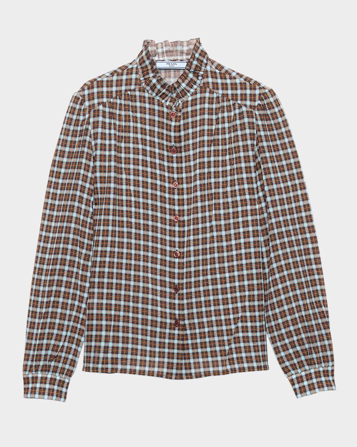 plaid-print georgette shirt