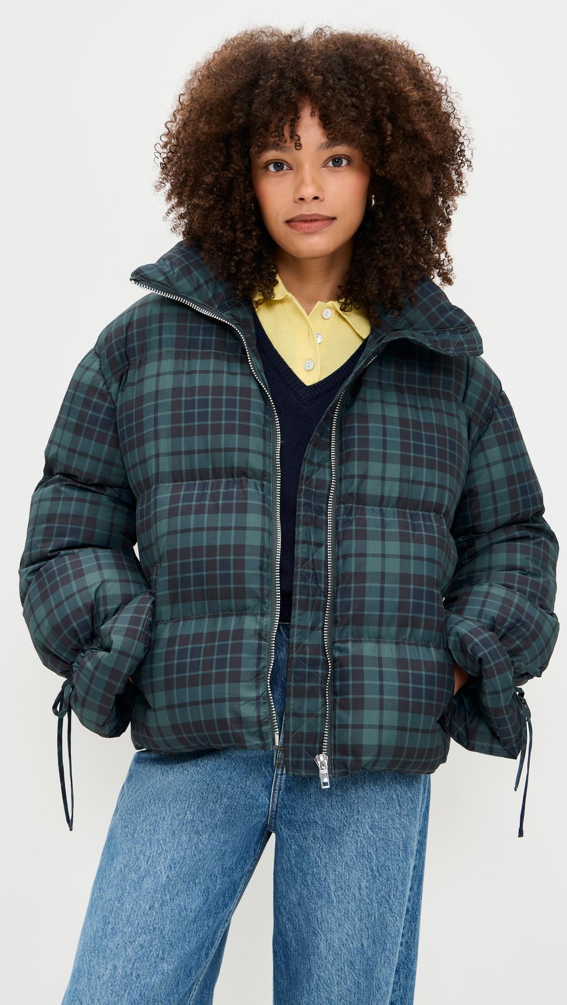 plaid puffer jacket