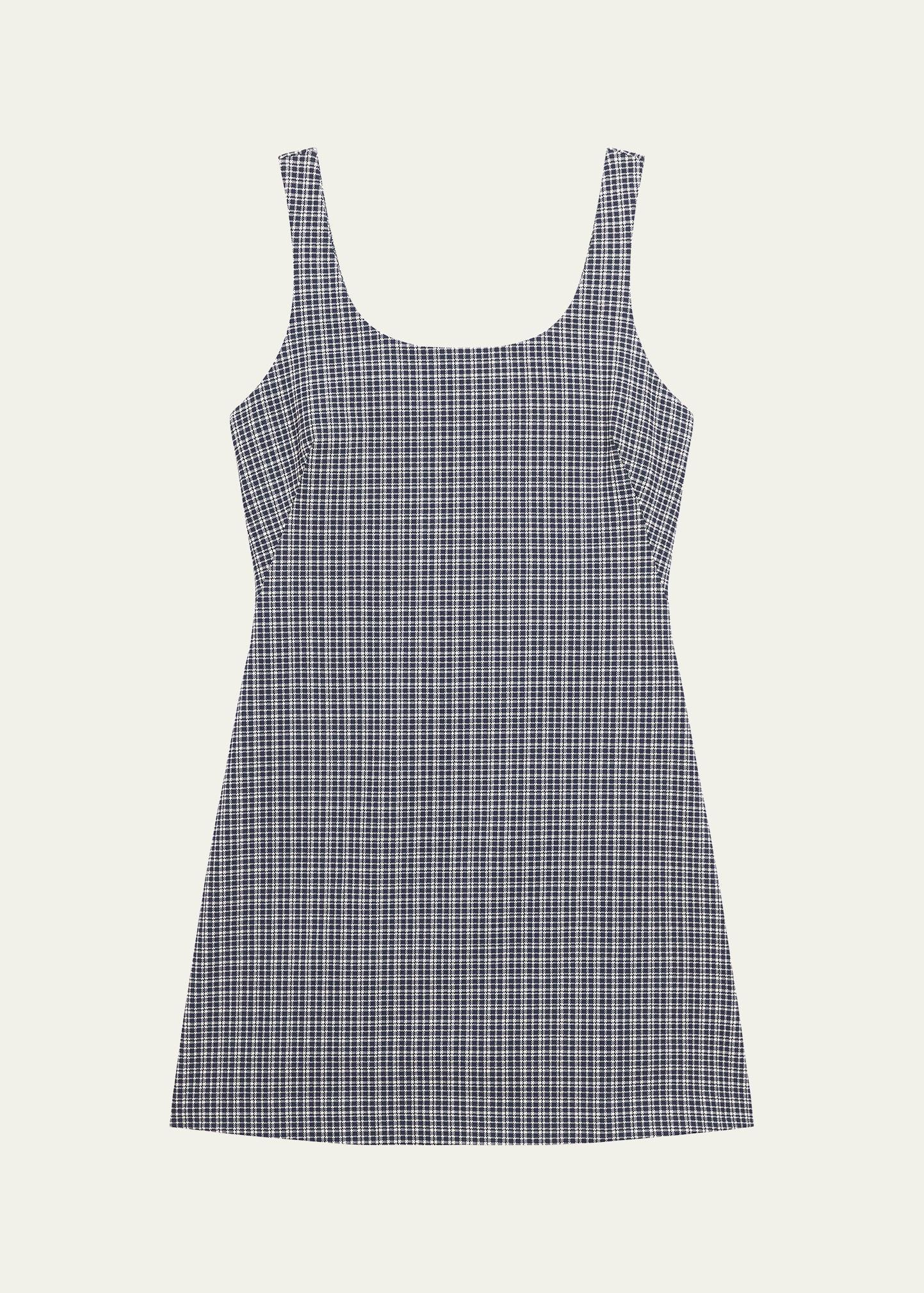 plaid scoop-neck mini dress