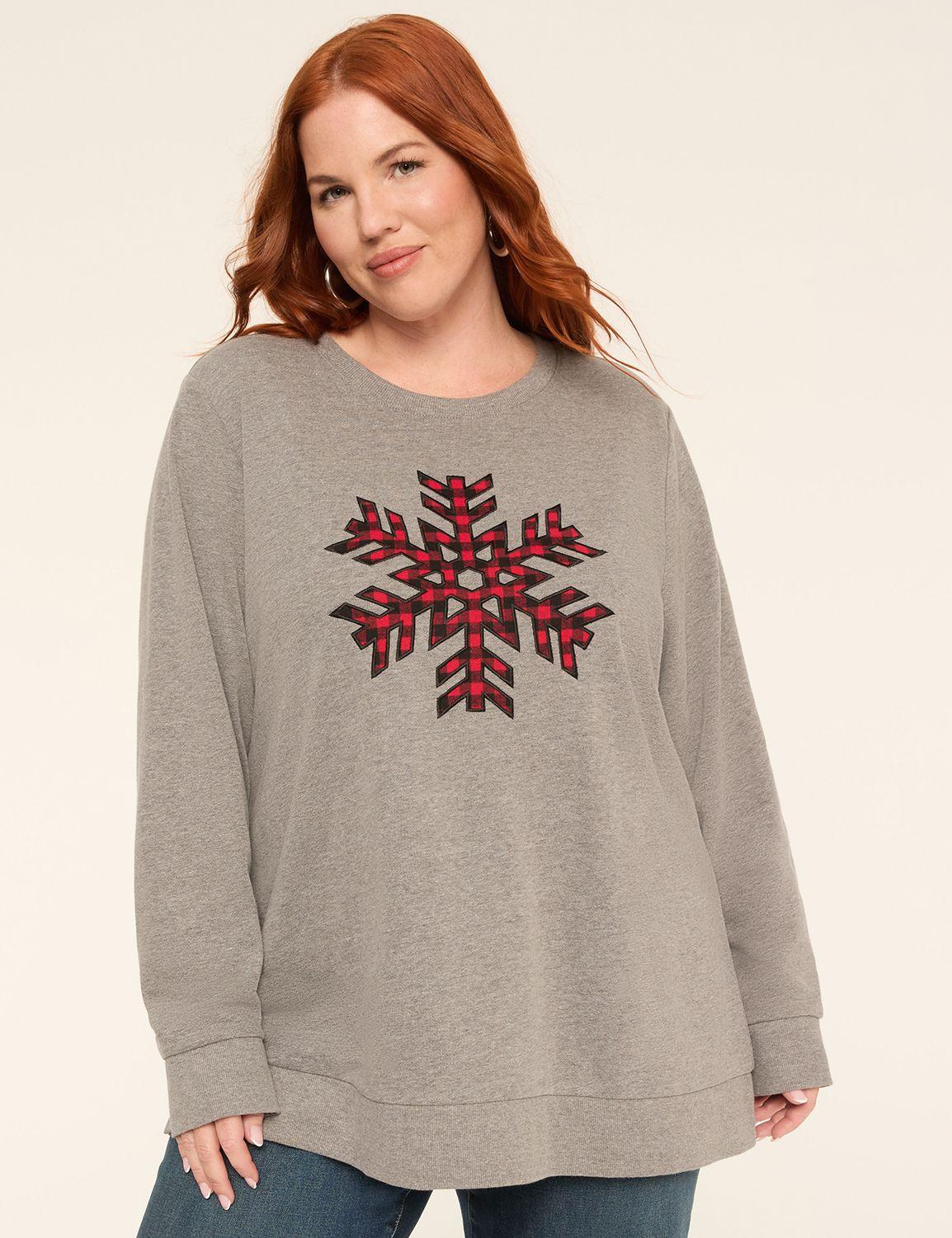plaid snowflake graphic sweatshirt