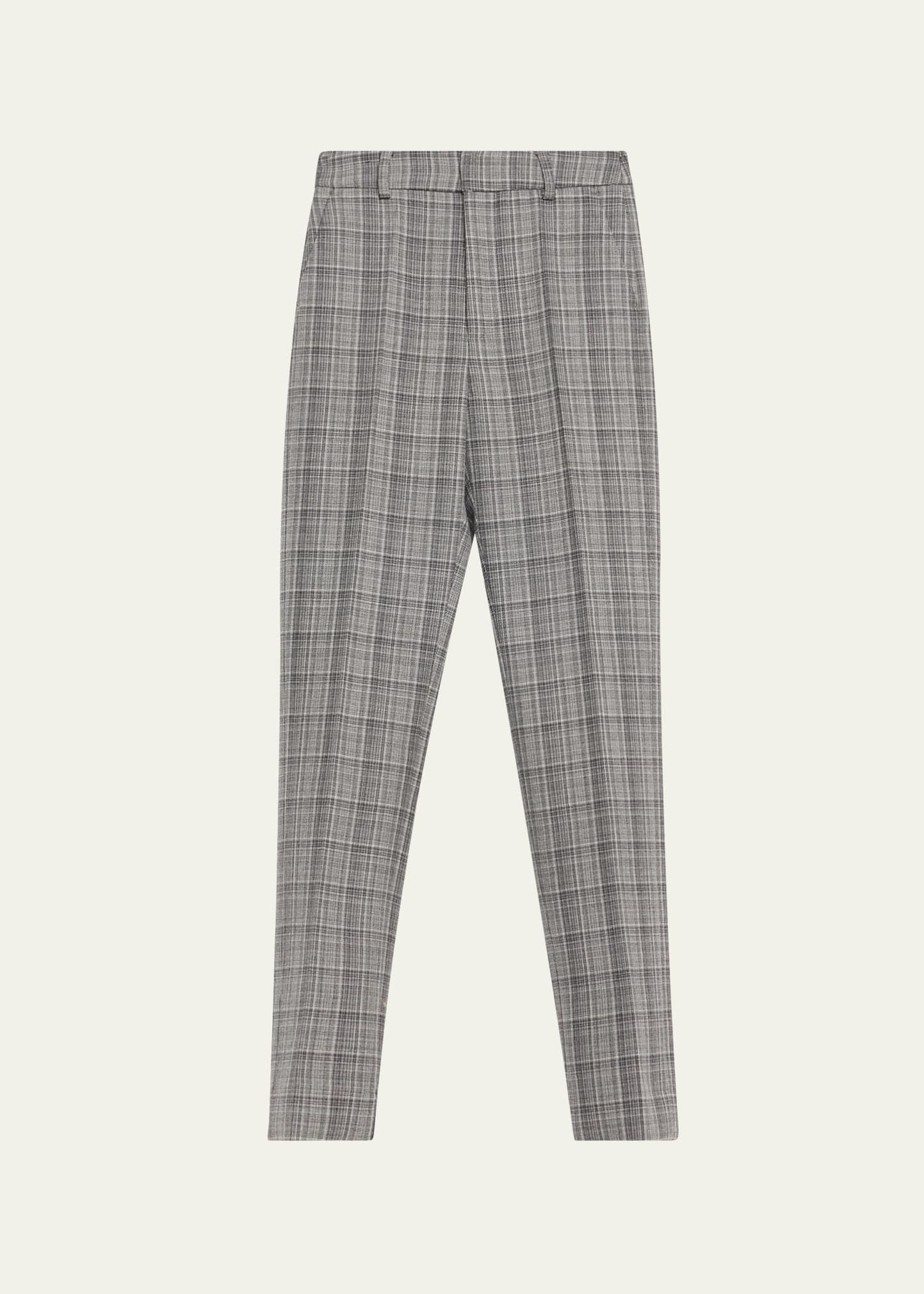 plaid straight wool tuxedo pants