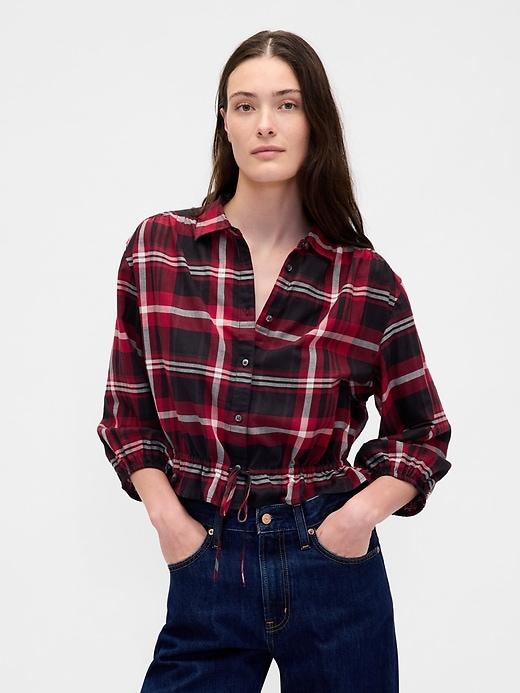 plaid tie-waist top