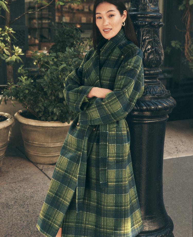 plaid trench coat
