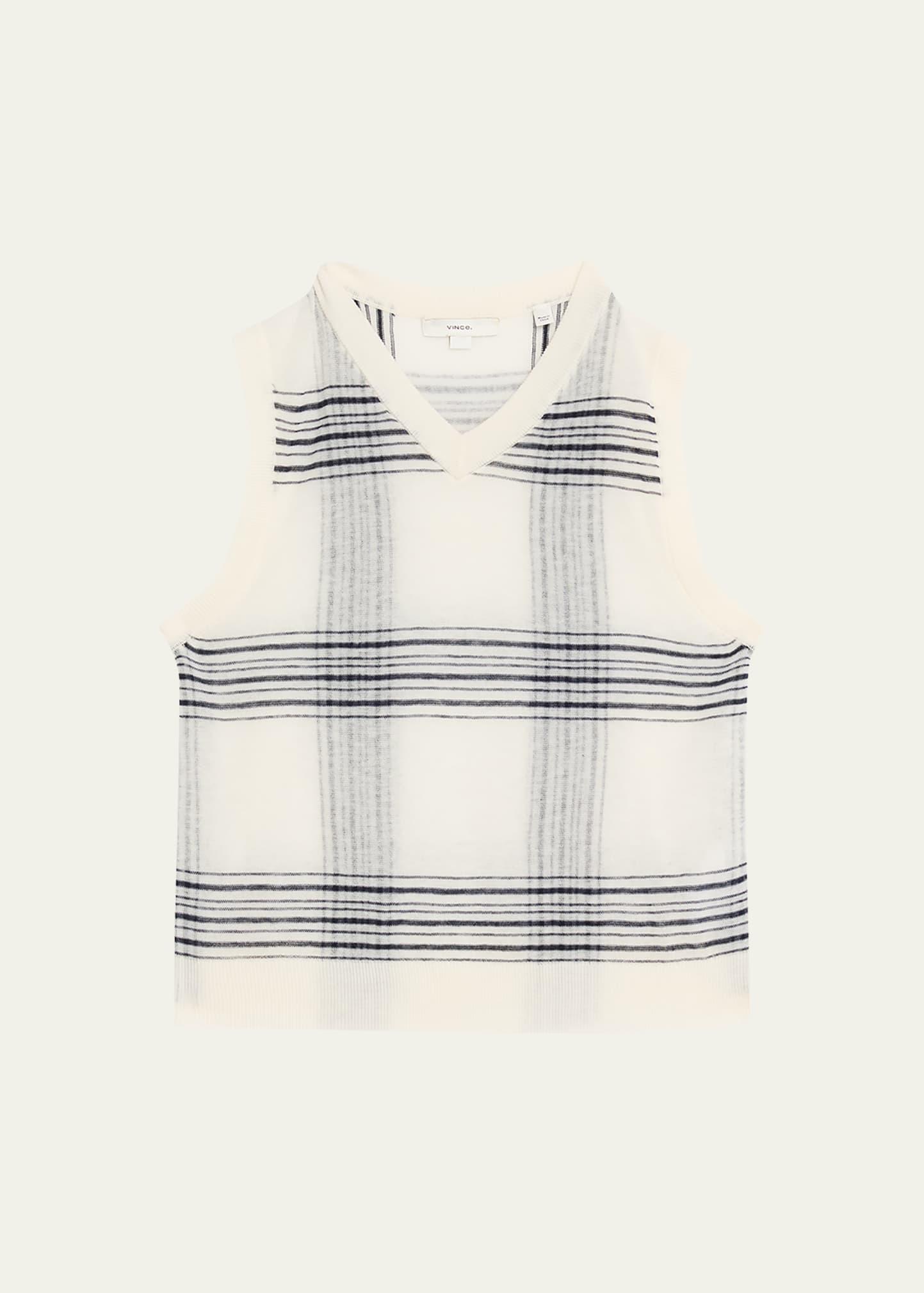 plaid v-neck sweater vest