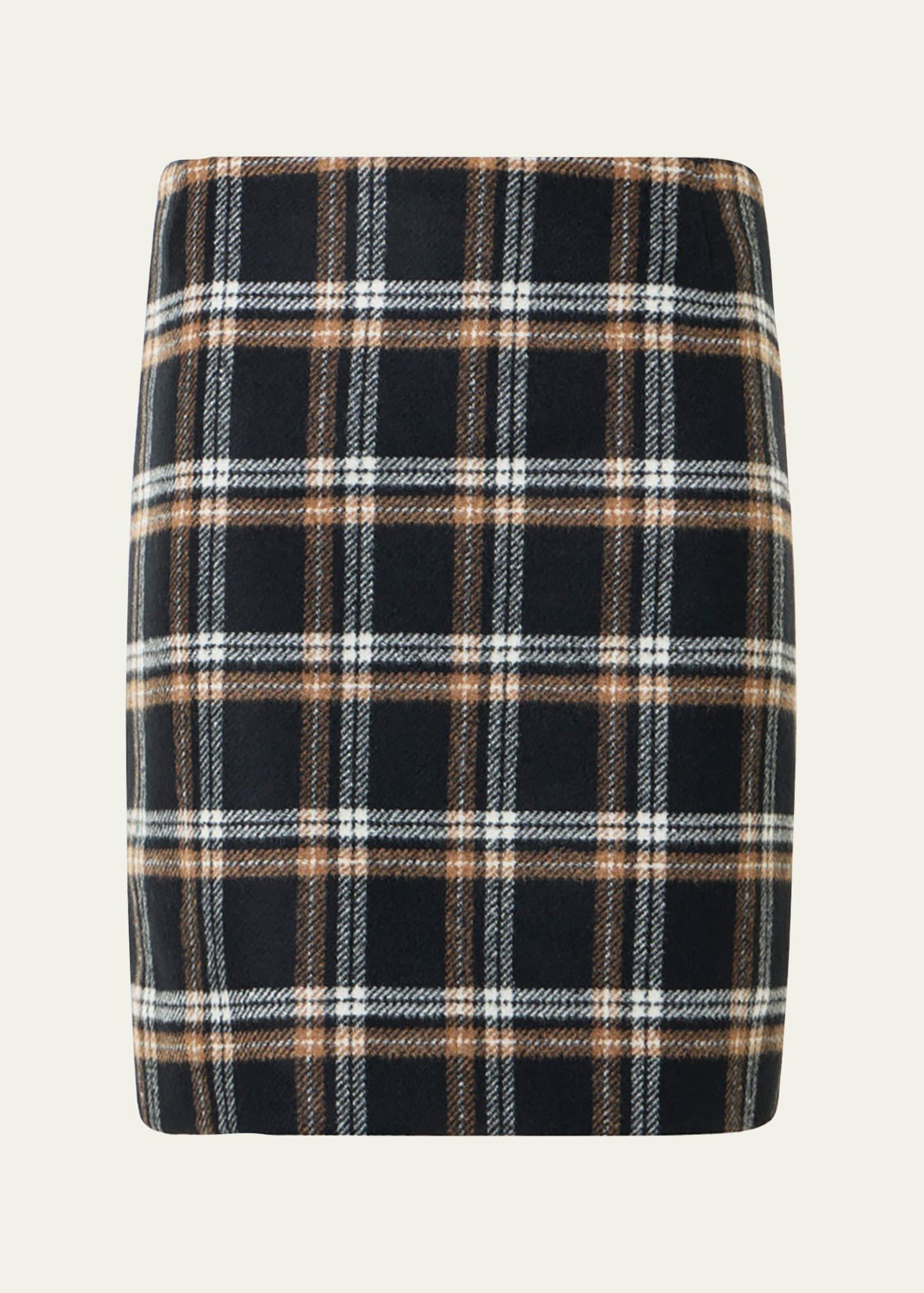 plaid wool tricotine tweed mini skirt