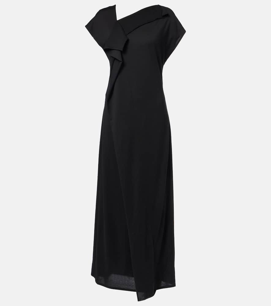 plan c asymmetric draped midi dress
