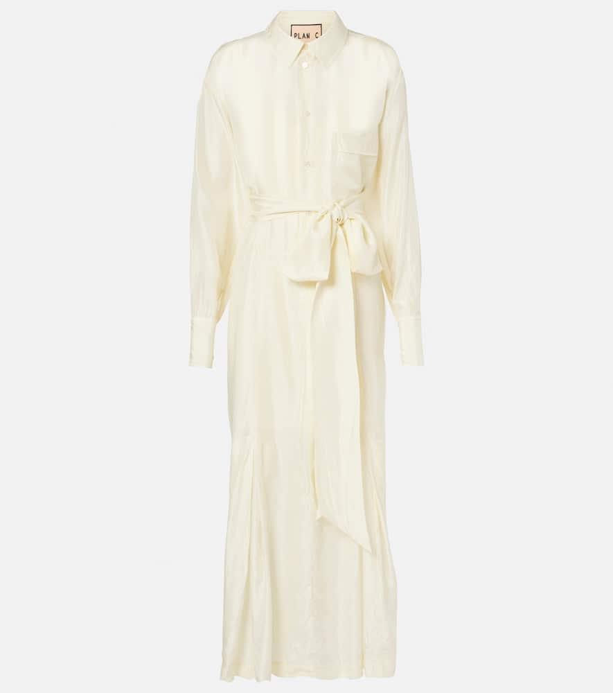 plan c belted silk shirtdress