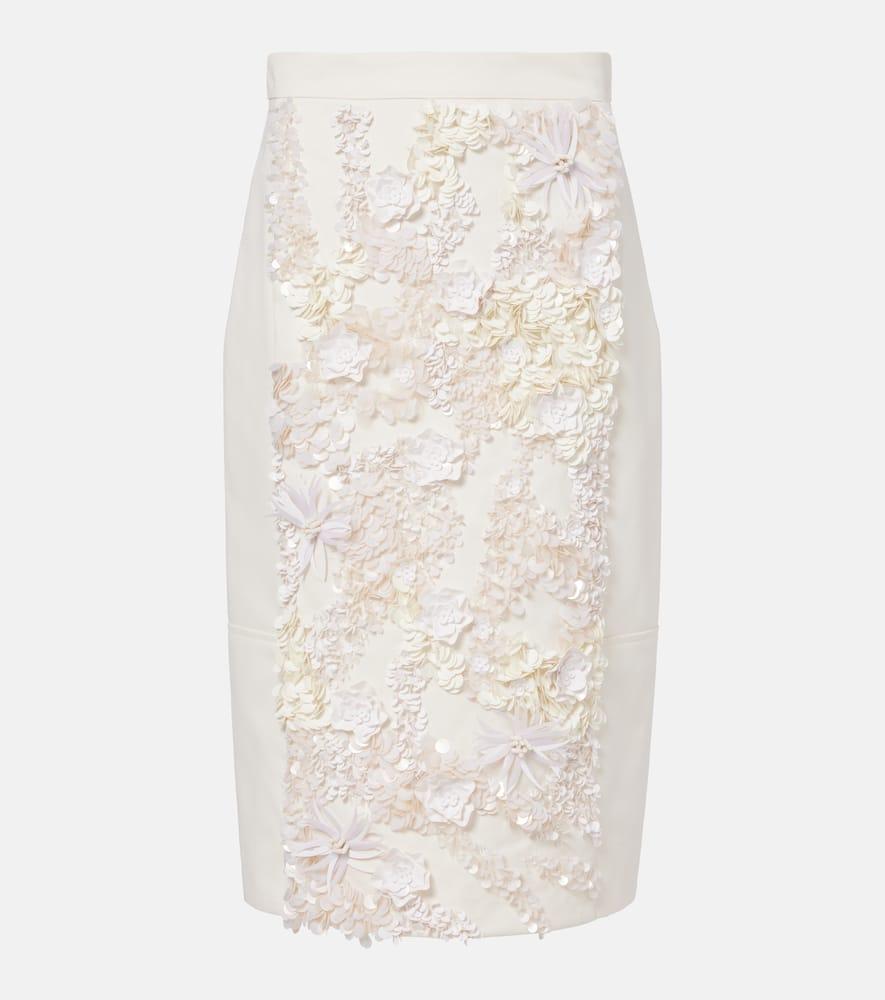 plan c embellished cotton drill midi skirt