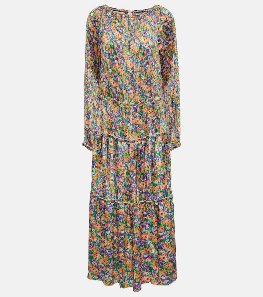 plan c floral pleated midi dress