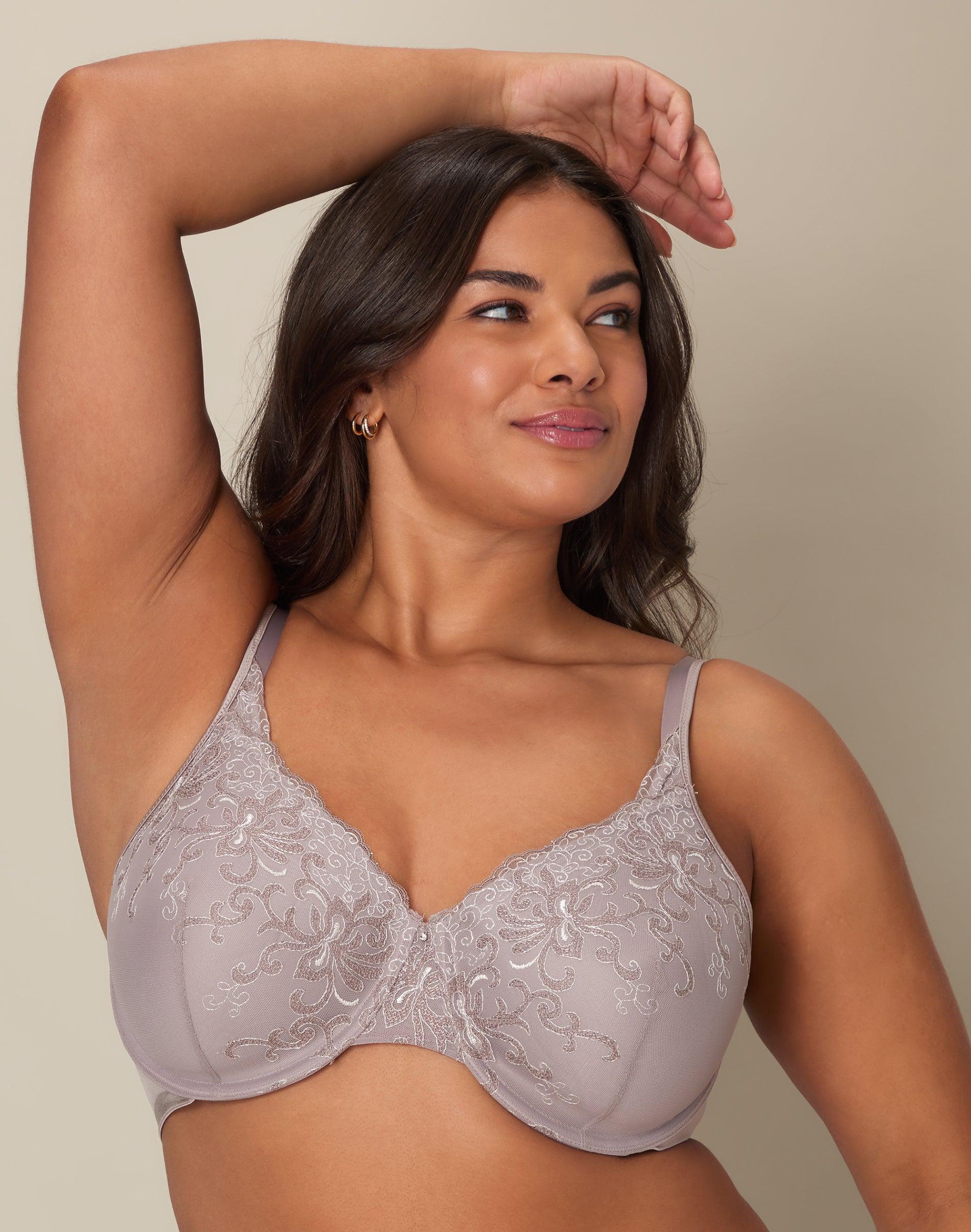 playtex secrets beautiful lift embroidered underwire bra warm steel/mother of pearl embroidery 36ddd women's